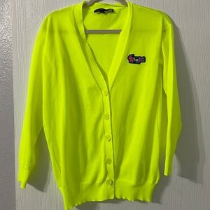 Love Moschino neon yellow cardigan with buttons
